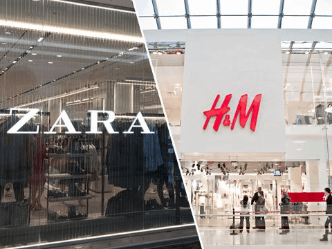 Hình ảnh minh họa cửa hàng Zara và H&M