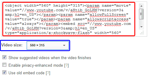 Code kiểu cũ trên Youtube để chèn video vào bài viết