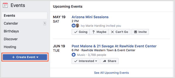 Event trên facebook
